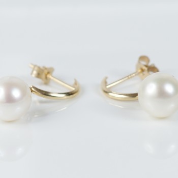 9ct Gold Cultured Pearl Hoop Drop Earring